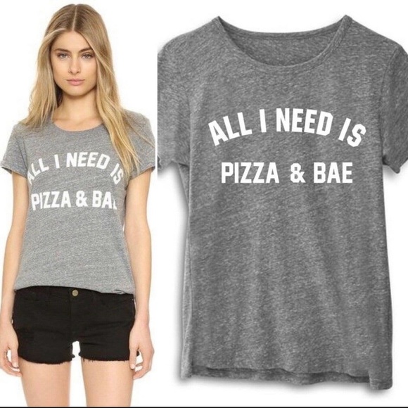 All I Need is Pizza & BAE Grey T-shirt - Size M - Picture 1 of 1